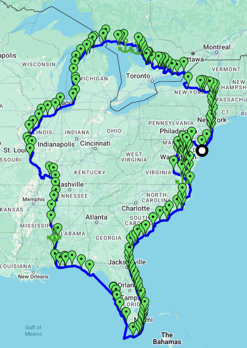 Great Loop map with stops